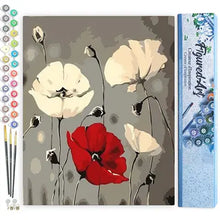 Load image into Gallery viewer, Figured’Art Red and White Flowers Paint by Numbers 40 × 50 cm