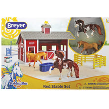 Load image into Gallery viewer, Stablemates Red Stable Set with Two Horses Model Breyer
