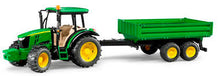 Load image into Gallery viewer, Bruder John Deere 5115M Tractor & Dual Axle Tipping Trailer 02108