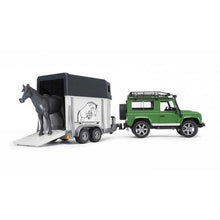 Load image into Gallery viewer, Bruder - Land Rover Defender w/ Trailer & Horse