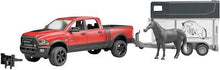Load image into Gallery viewer, Bruder RAM 2500 Power Wagon with Horse Trailer and Horse