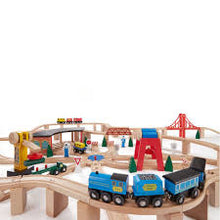 Load image into Gallery viewer, MELISSA & DOUG WOODEN RAILWAY SET
