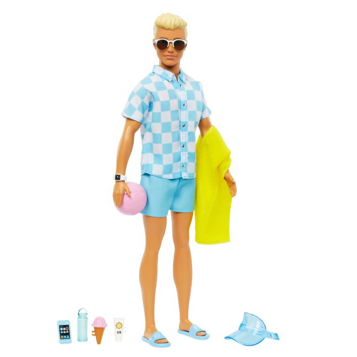 Blonde Ken® Doll with Swim Trunks and Beach