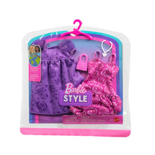 Load image into Gallery viewer, Barbie Style Fashion Clothes 2pk Floral Purple &amp; Pink Dresses
