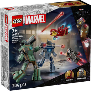 LEGO Iron Man And War Machine Fighting Brick-Built Hammer Drones