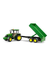 Load image into Gallery viewer, Bruder John Deere 5115M Tractor &amp; Dual Axle Tipping Trailer 02108
