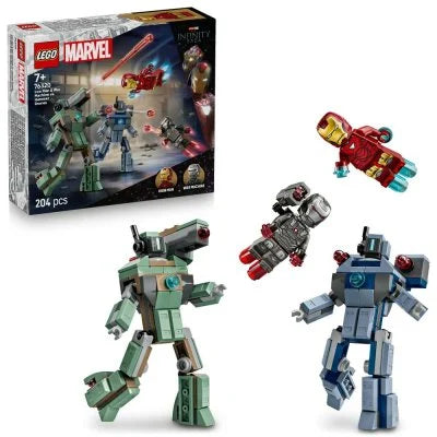 LEGO Iron Man And War Machine Fighting Brick-Built Hammer Drones