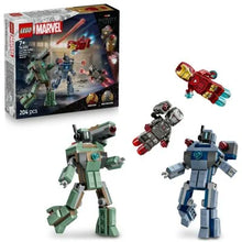 Load image into Gallery viewer, LEGO Iron Man And War Machine Fighting Brick-Built Hammer Drones
