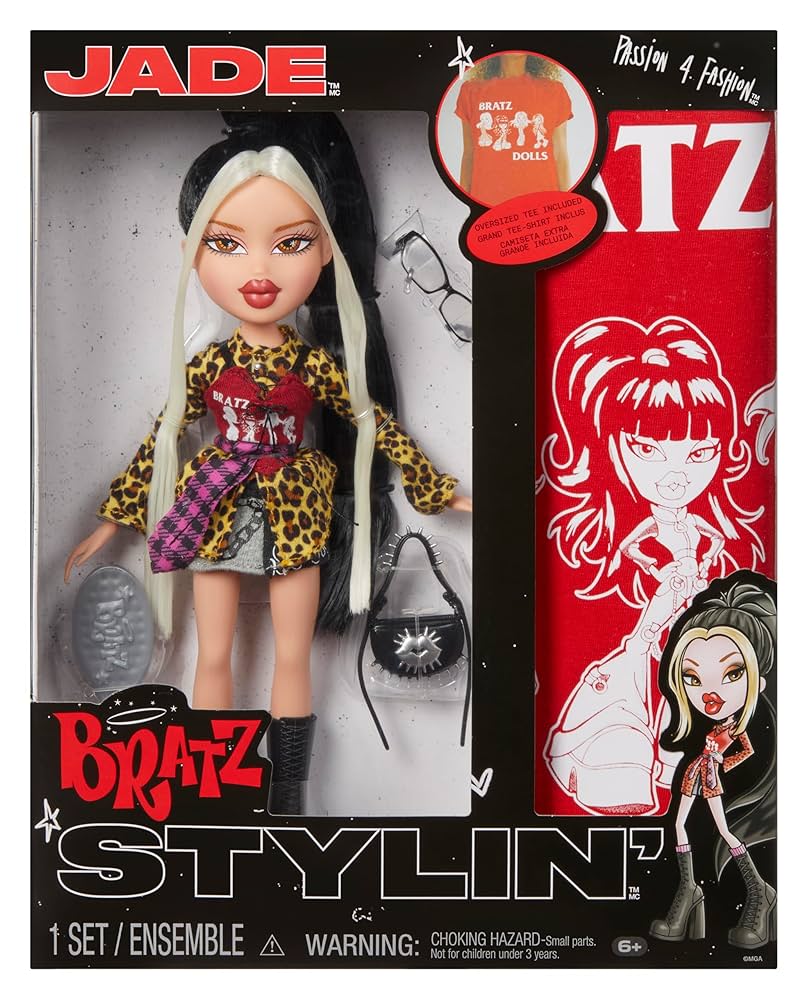Bratz Stylin' Jade Fashion Doll with Accessories and Customizable T-Shirt for You