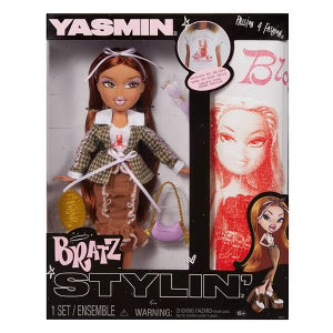 Bratz Stylin' Yasmin  Fashion Doll with Accessories and Customizable T-Shirt
