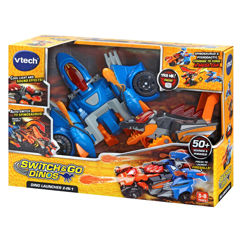 VTech Switch & Go Dinos Super Spino-Dactyl 2 En 1 - Dinosaure Sonore Spinosaure Ptérodactyle Voiture Combat - Dès 4 Ans