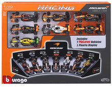 Load image into Gallery viewer, burago Formula Racing 1:43 Mclaren 7 Piece Collection with Display Stand
