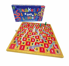 Load image into Gallery viewer, Snakes &amp; Ladders Wooden Game
