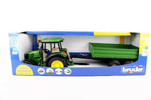 Load image into Gallery viewer, Bruder John Deere 5115M Tractor &amp; Dual Axle Tipping Trailer 02108
