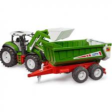 ROADMAX TRACTOR WITH FRONT LOADER AND TRAILER 03452 BRUDER