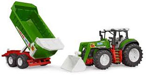 ROADMAX TRACTOR WITH FRONT LOADER AND TRAILER 03452 BRUDER