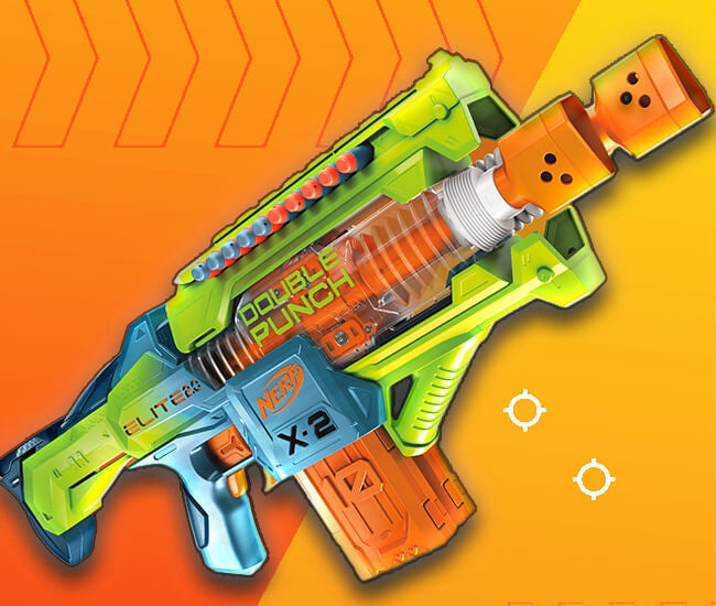【新品・未使用】NERF ELITE 2.0 DOUBLE PUNCH 人気 Nerf Elite 2.0 Double Punch Motorized Dart Blaster - Macy's