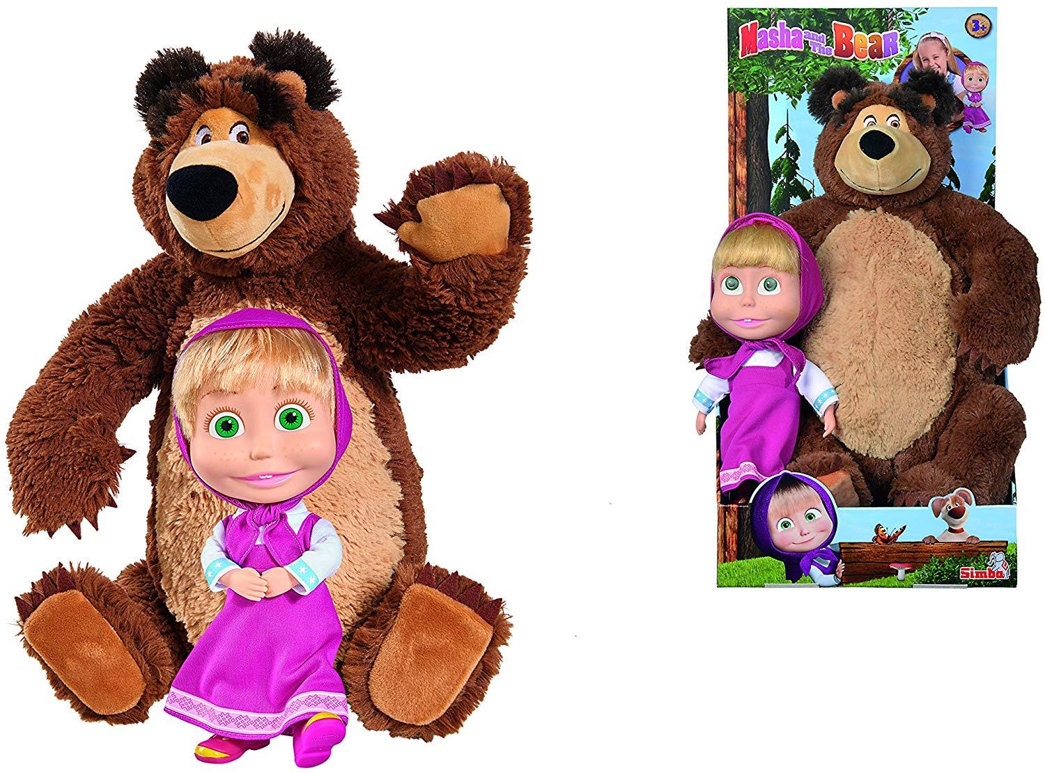 Masha and The Bear 43cm Bear Plush and 23cm Doll Set Deegan s