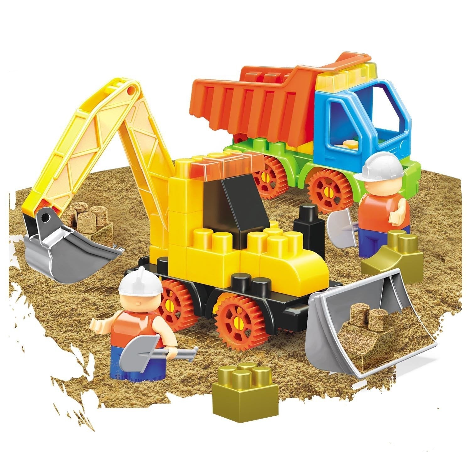 Kids Bauer Construction Vehicles Building Brick Blocks with Dynamic Sand Toy