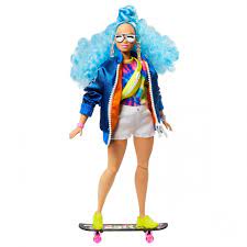 Barbie Extra Doll with Skateboard and Pet Kittens