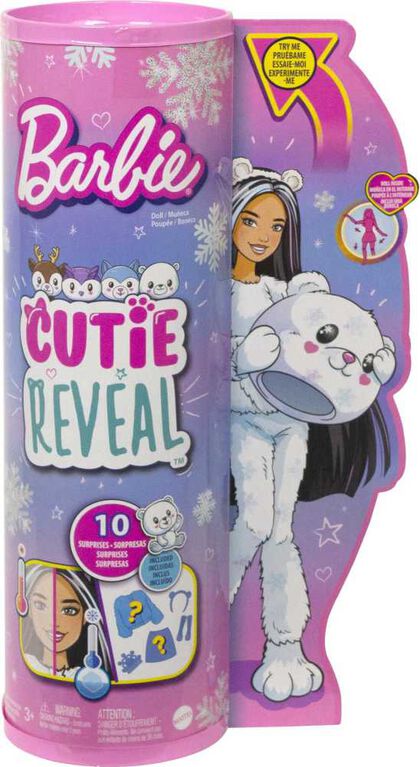 Barbie Cutie Reveal Snowflake Sparkle Doll Polar Bear Plush
