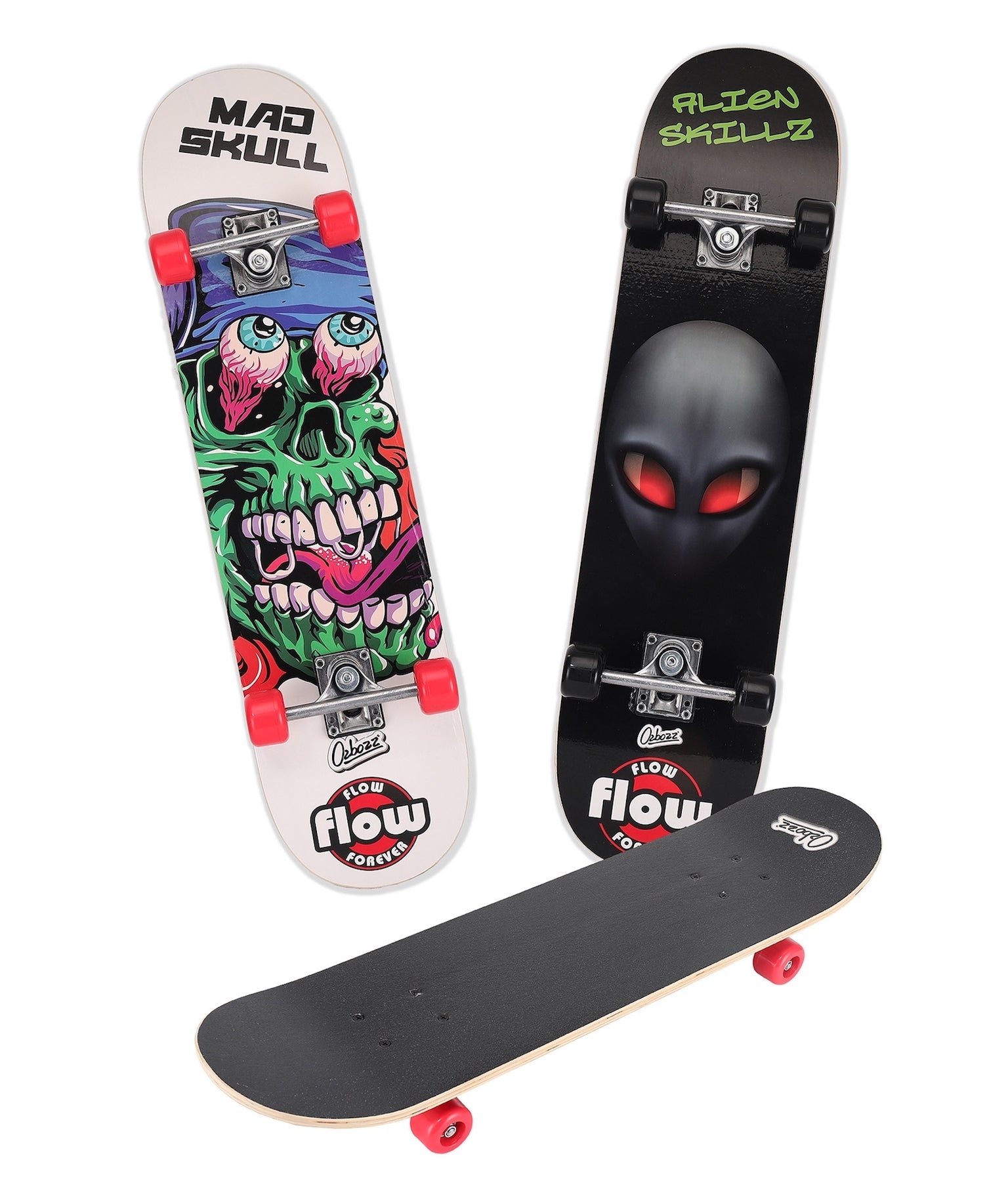 Maple Wood Skateboard 31″ Wooden Mad Skull Alien Skillz Chaser