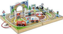 Load image into Gallery viewer, Melissa &amp; Doug Take-Along Town Set, Wooden - 4 Vehicles - For Kids Age 3 Years +
